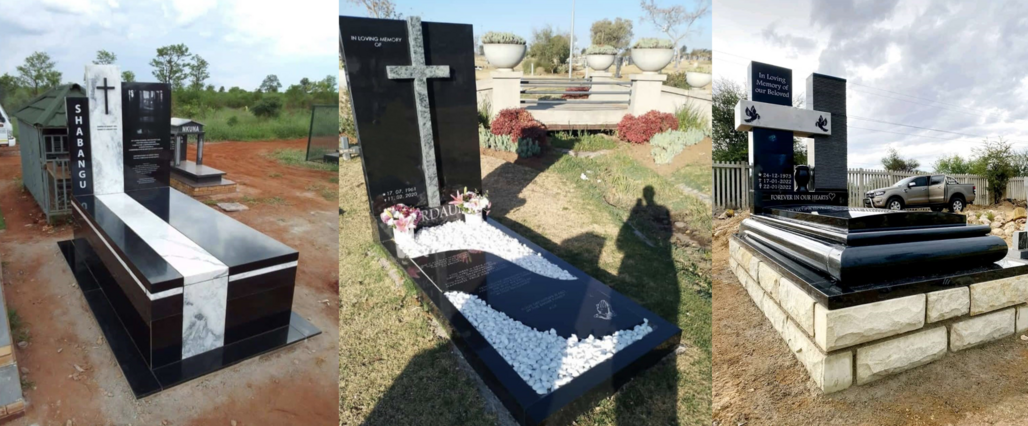 Combined granite tombstone designs by Mkhonto Tombstones – custom tombstones in Witbank Mpumalanga