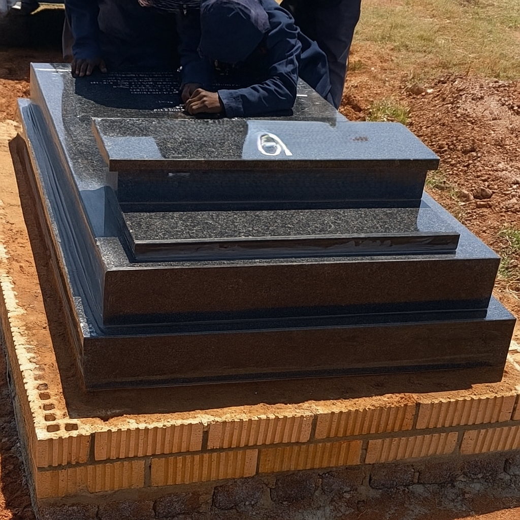 Tombstone installation at Kagiso Cemetery by Mkhonto Tombstones
