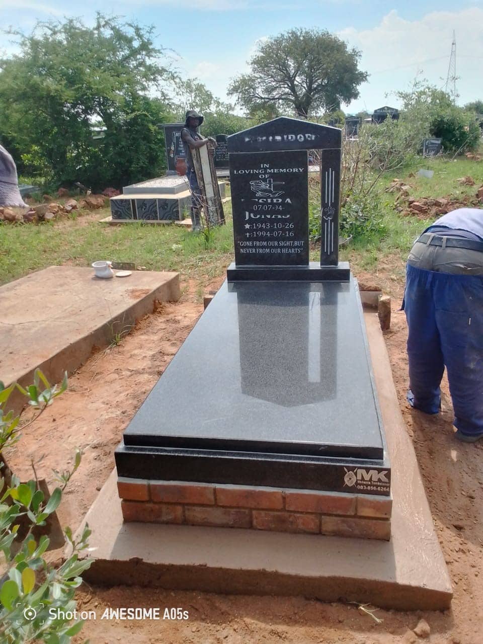 Tombstone installed at Allemansdrift Cemetery Mpumalanga by Mkhonto Tombstones