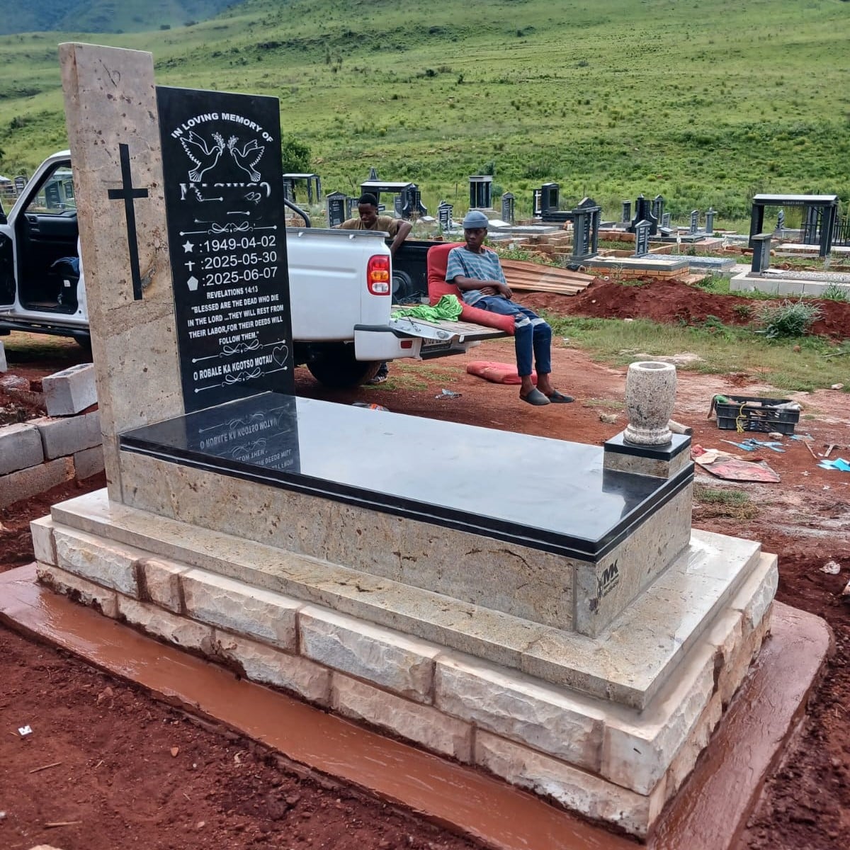 A Timeless Tribute: Newly Installed Tombstone at Avalon Cemetery, Moremela