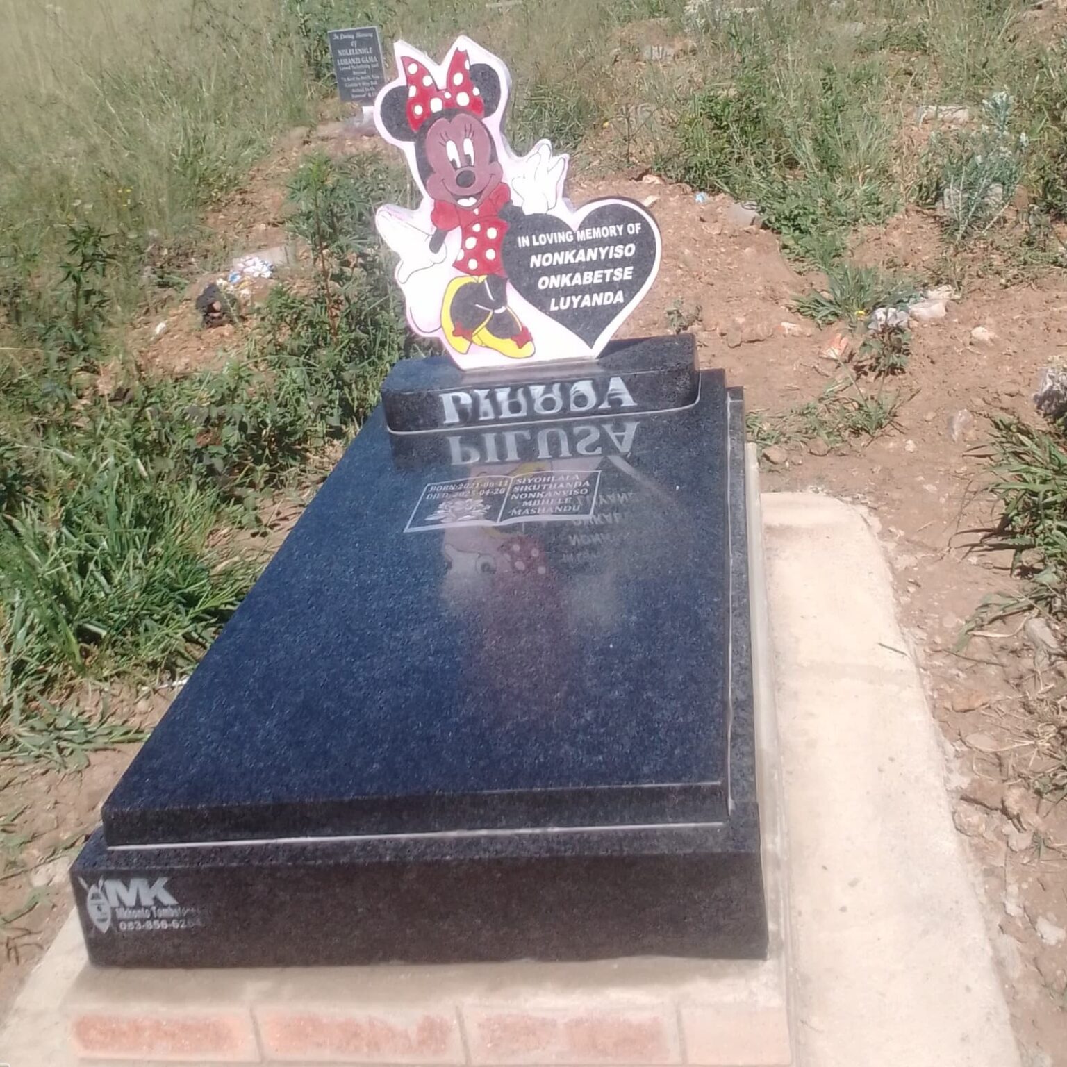 Premium black granite child memorial tombstone in Gauteng