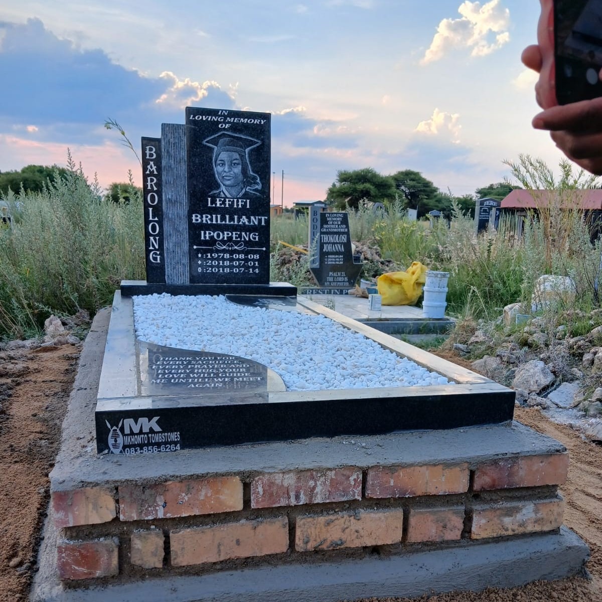 Granite tombstone installed by Mkhonto Tombstones at Koikoi B2 Cemetery