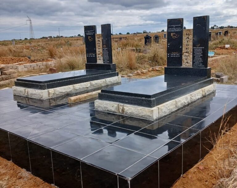 Custom granite tombstone installation in Mpumalanga