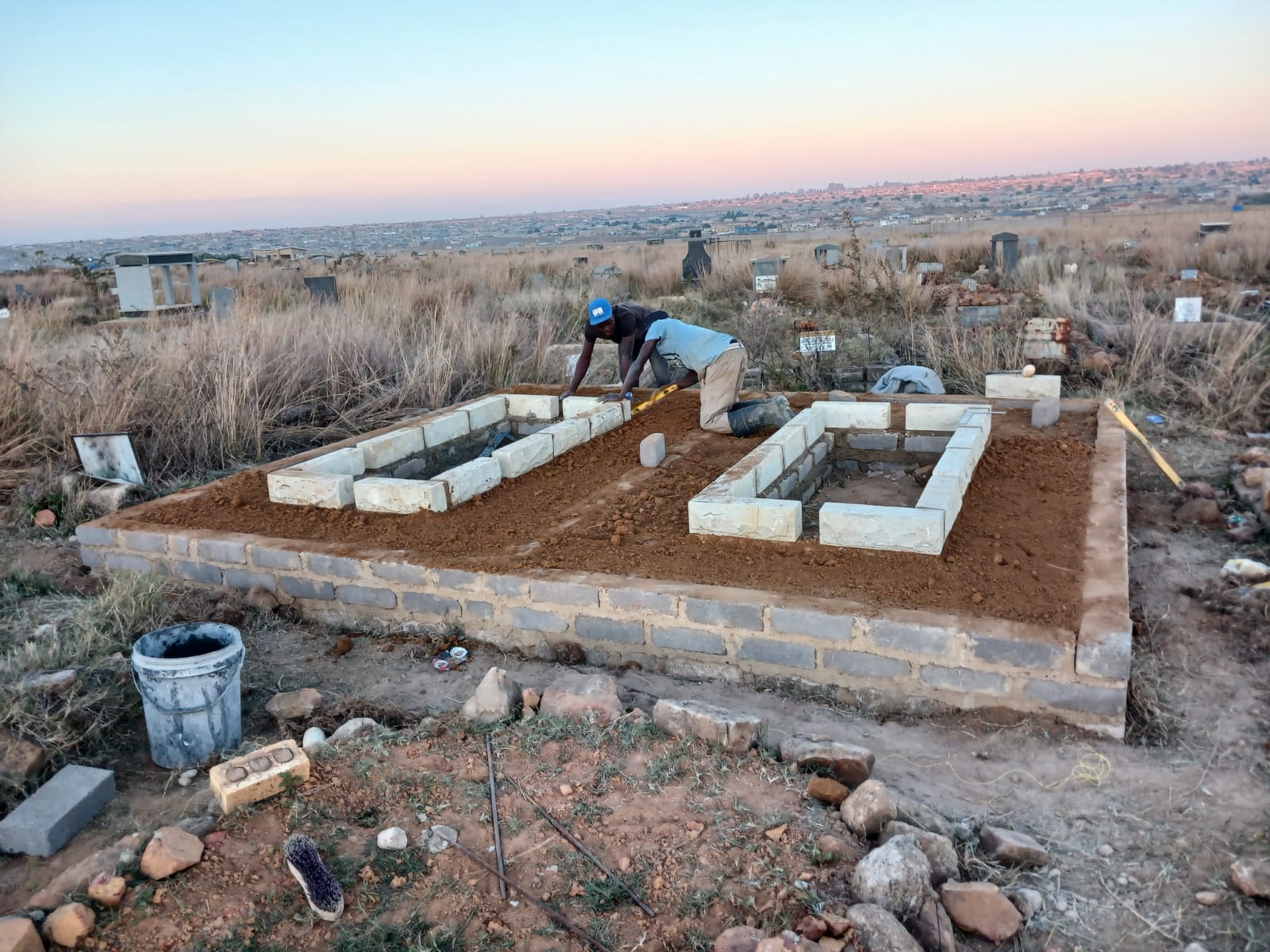Family granite memorial with engraved artwork in KwaMhlanga